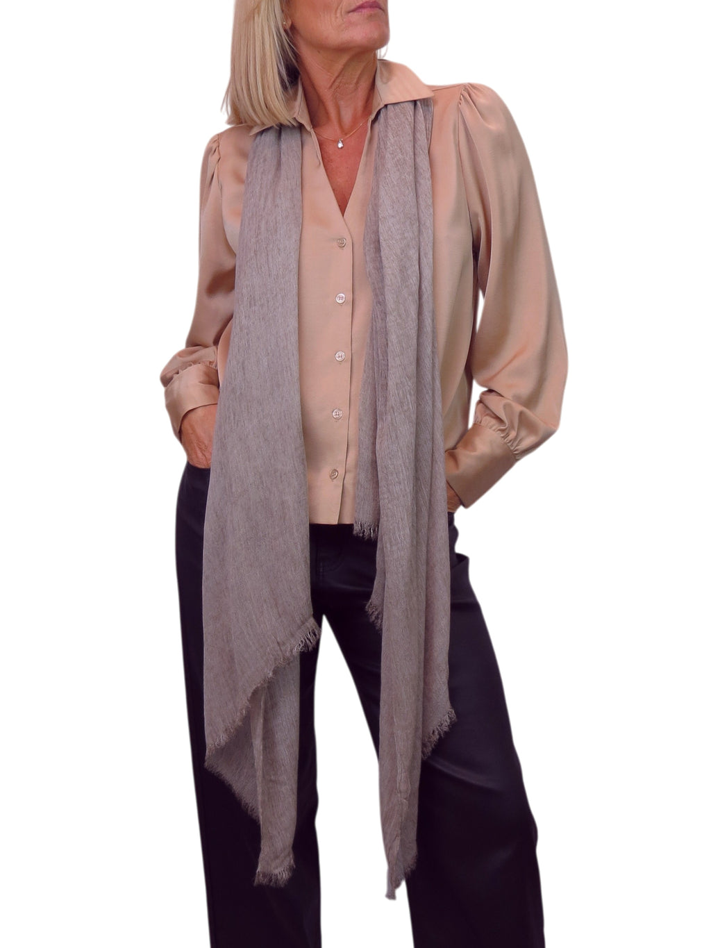 Lightweight Crinkle Scarf Two Tone Shawl Wrap Beige