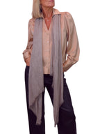 Lightweight Crinkle Scarf Two Tone Shawl Wrap Beige