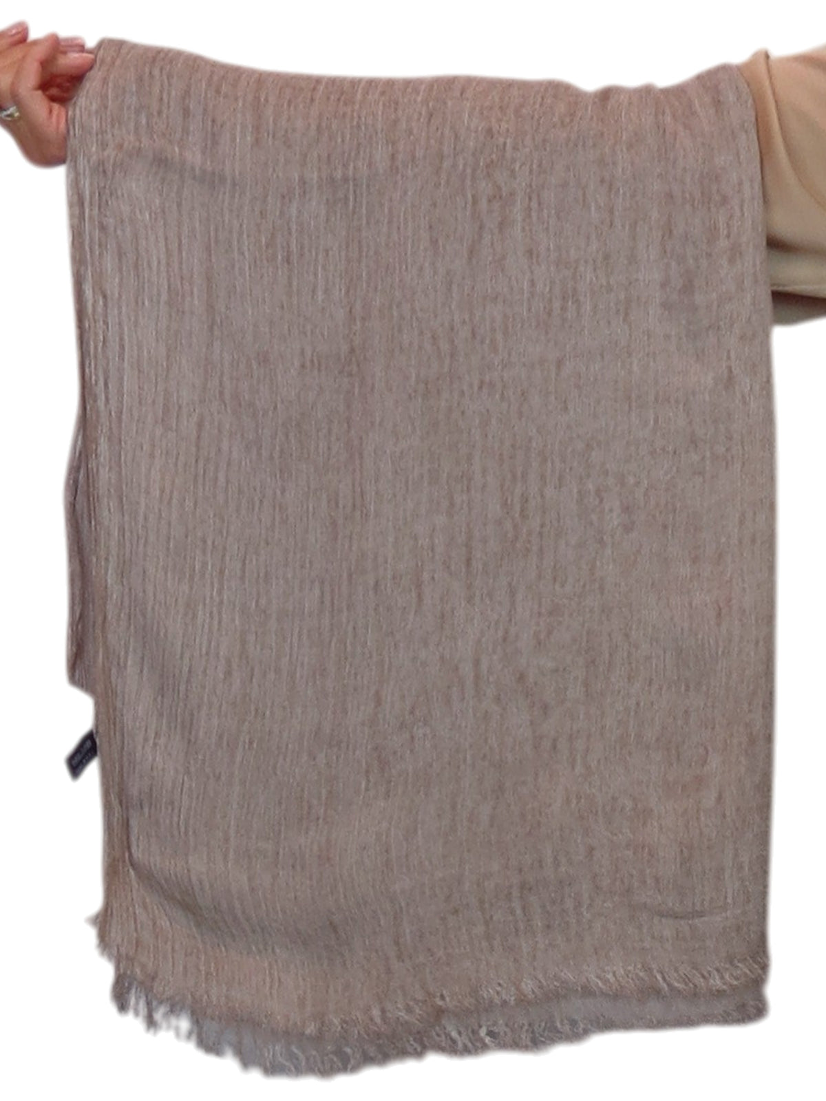 Lightweight Crinkle Scarf Two Tone Shawl Wrap Beige