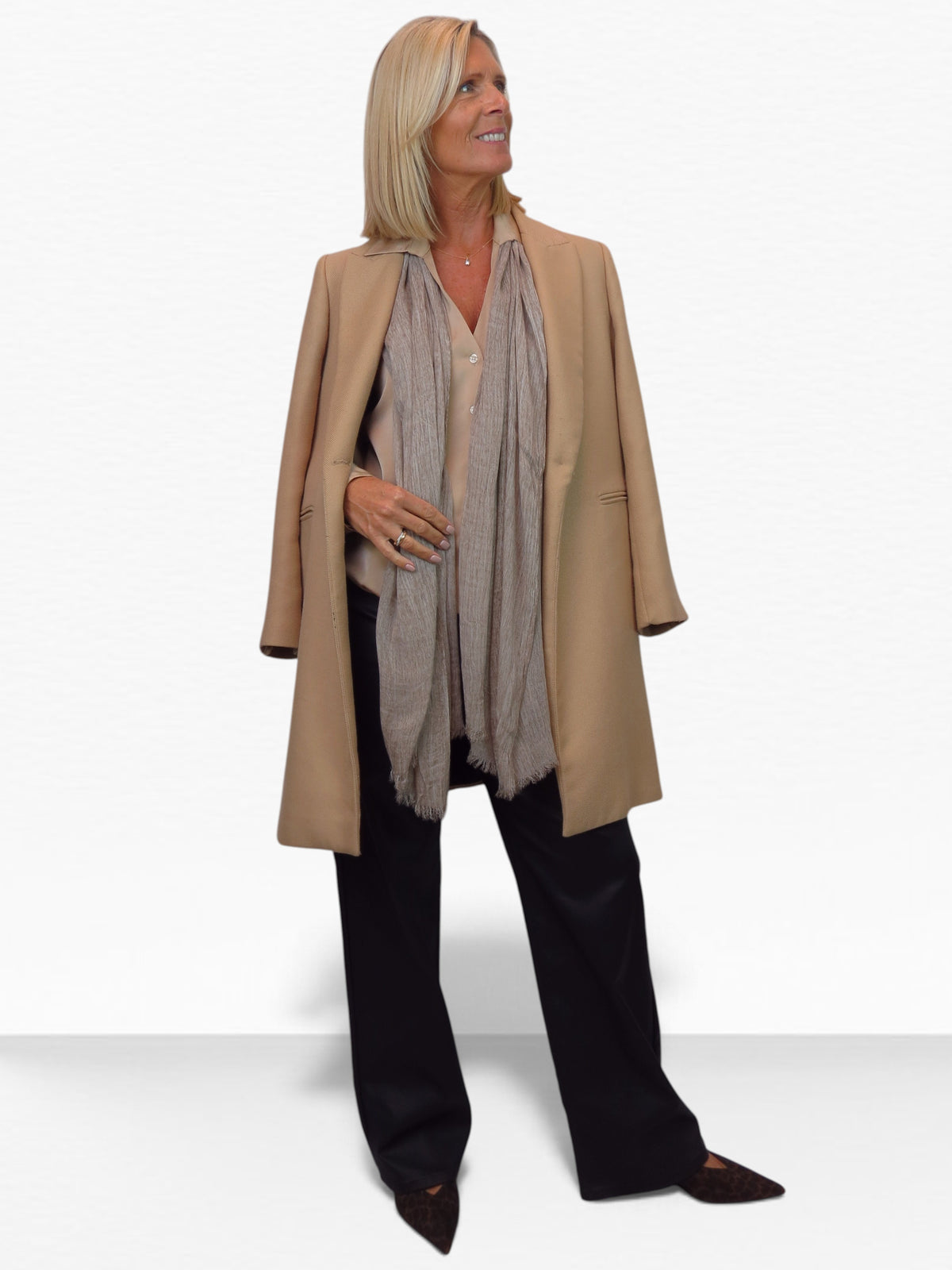 Lightweight Crinkle Scarf Two Tone Shawl Wrap Beige