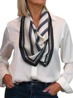 Silky Square Scarf Neckerchief with Scarf Ring Black