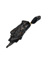 Silky Paisley Square Neckerchief Scarf with Scarf Ring Black