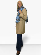 Wool Blend Heart Print Reversible Pashmina Scarf Blue