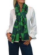 Wool Blend Heart Print Reversible Pashmina Scarf Green