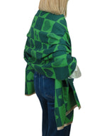 Wool Blend Heart Print Reversible Pashmina Scarf Green