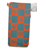 Wool Blend Heart Print Reversible Pashmina Scarf Orange