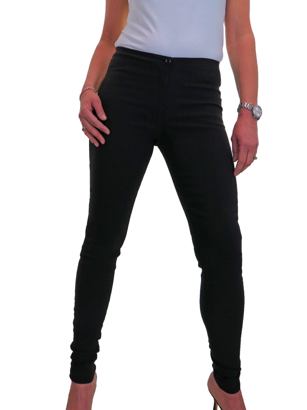 Ladies Skinny Fit Low Rise Stretch Trouser Black