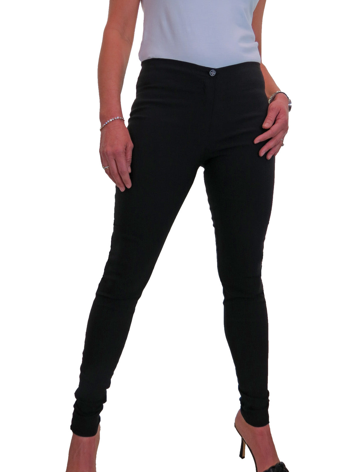 Ladies Skinny Fit Low Rise Stretch Trouser Black