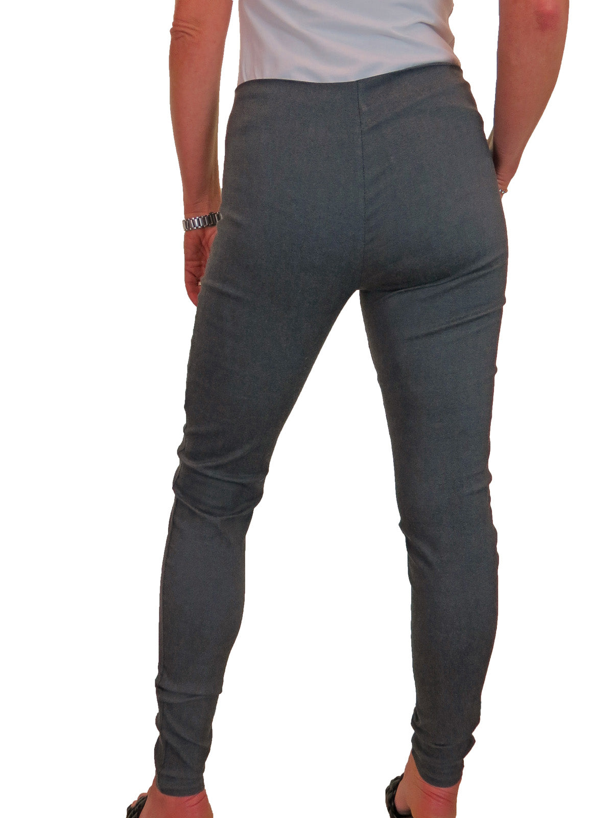 Ladies Skinny Fit Low Rise Stretch Trouser Grey