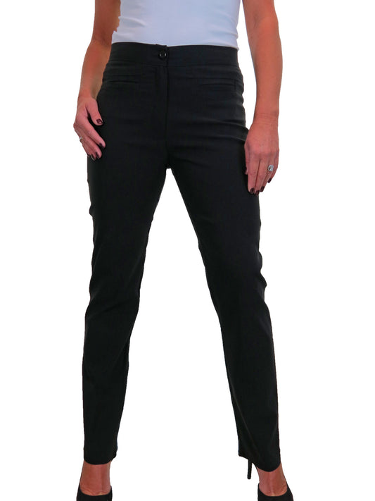 Womens High Waisted Straight Leg Trousers Black