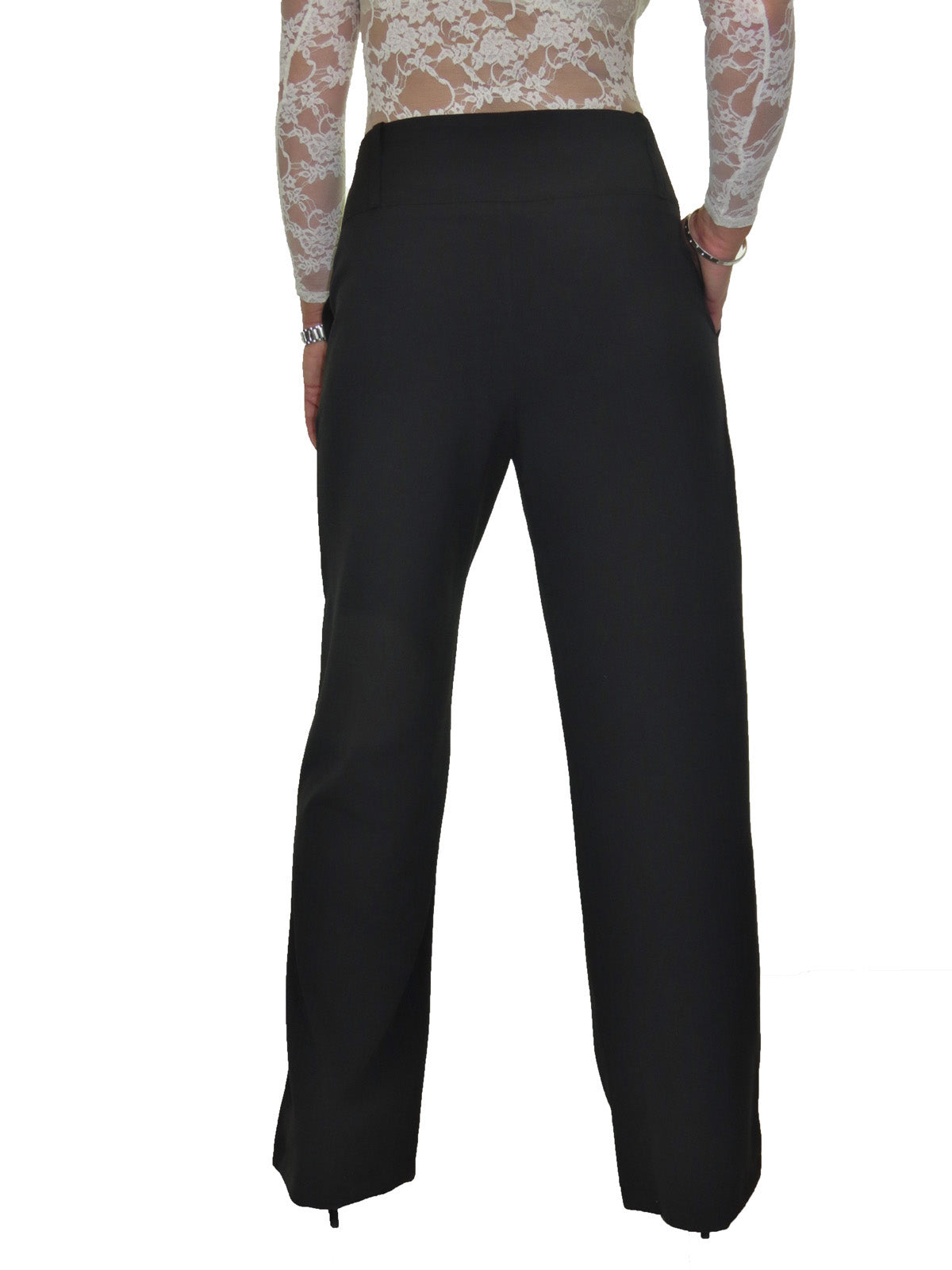 Ladies Wide Leg Smart Trouser Black