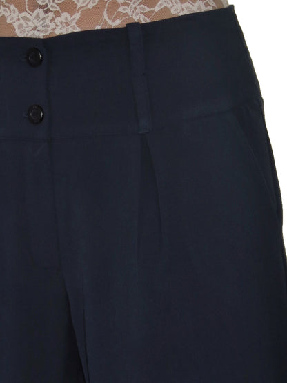 Ladies Wide Leg Smart Trouser Navy Blue