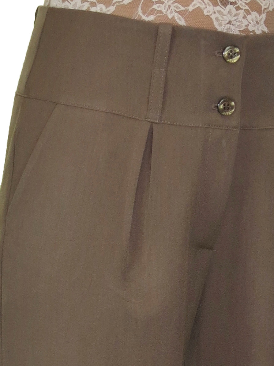 Ladies Wide Leg Smart Trouser Light Brown