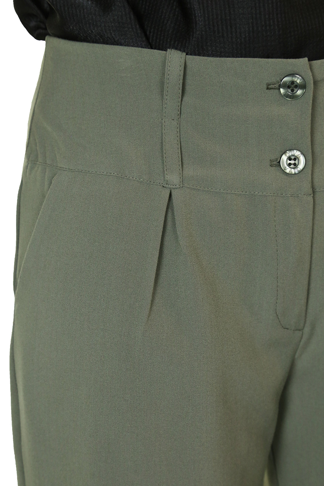 Ladies Wide Leg Smart Trouser Khaki Green