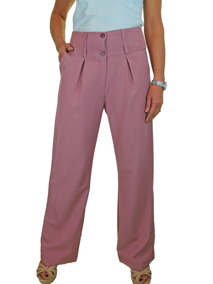 Ladies Wide Leg Smart Trouser Pink