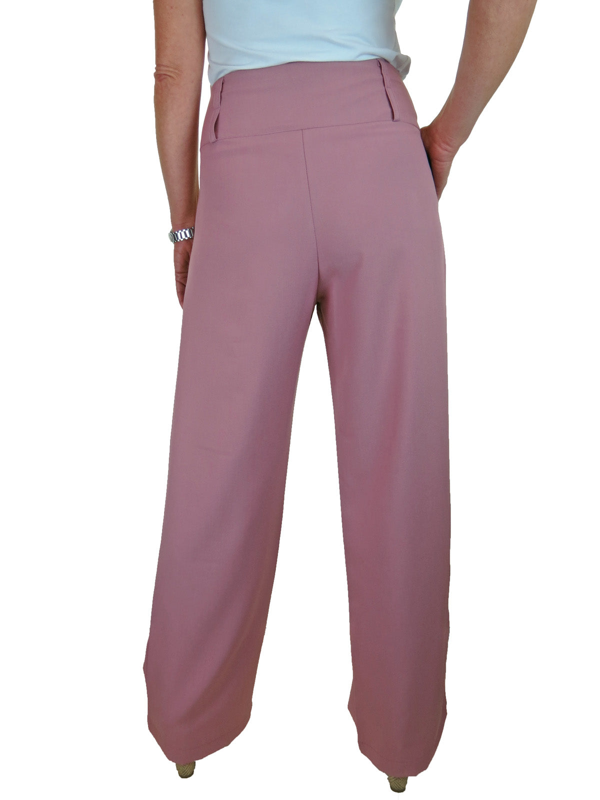Ladies Wide Leg Smart Trouser Pink
