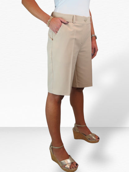 Ladies Smart Tailored Shorts Beige