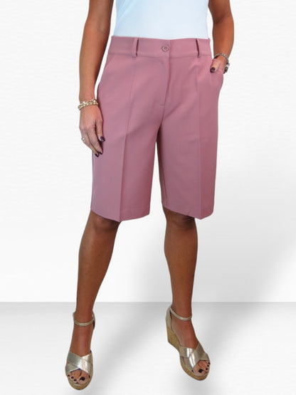 Ladies Smart Tailored Shorts Powder Pink