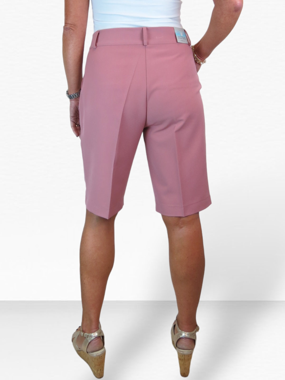 Ladies Smart Tailored Shorts Powder Pink