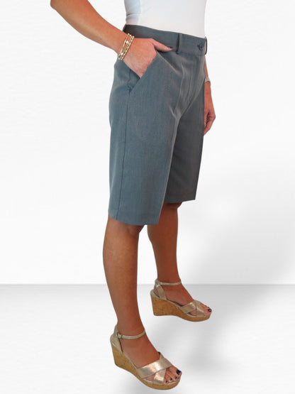 Ladies Smart Tailored Shorts Marl Grey
