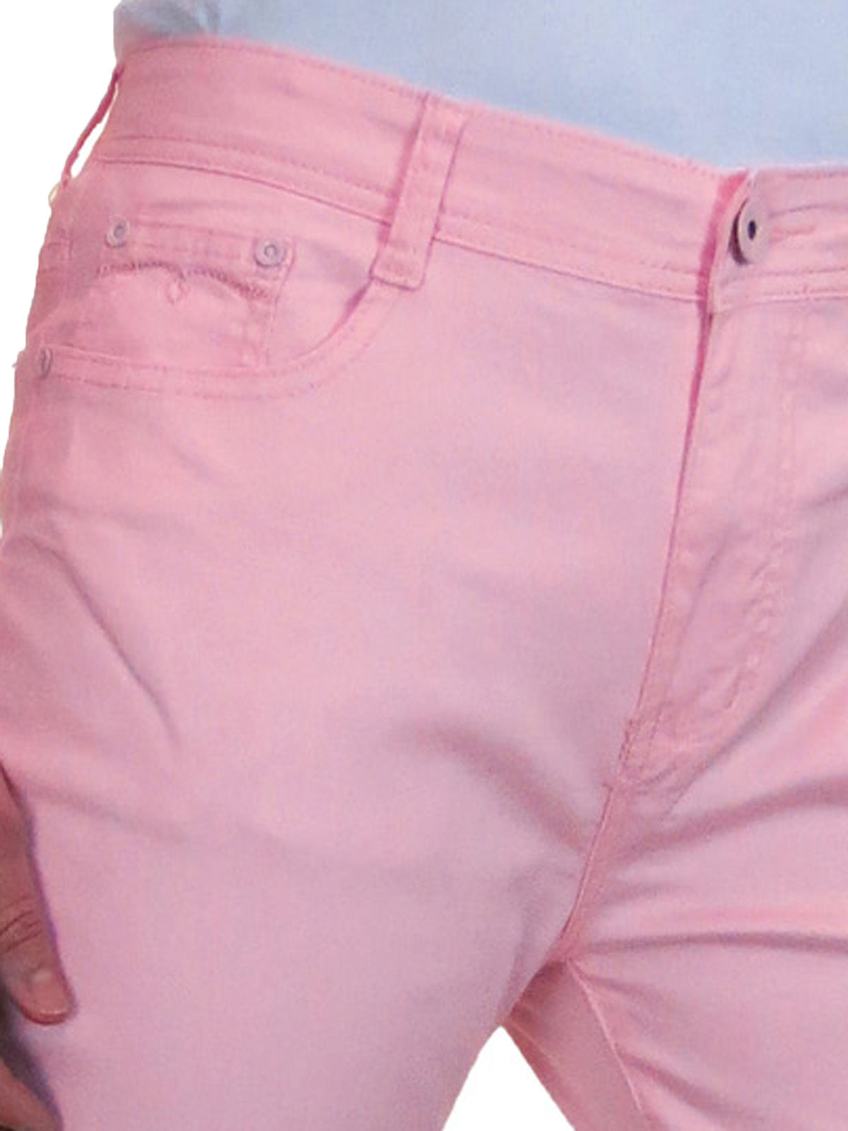 Womens Diamante Cuff Crop Leg Stretch Jeans Pink