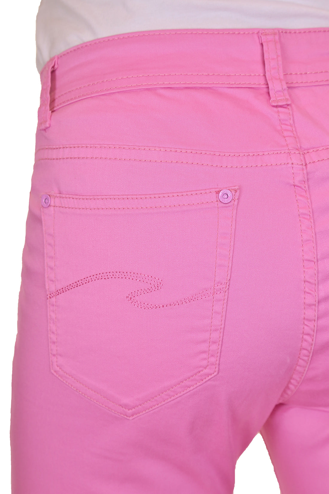 Stretch Diamante Cuff Chino Sheen Jeans Shorts Deep Pink
