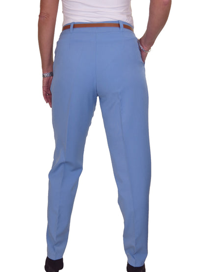 Ladies Smart Tapered Leg Trousers Sky Blue