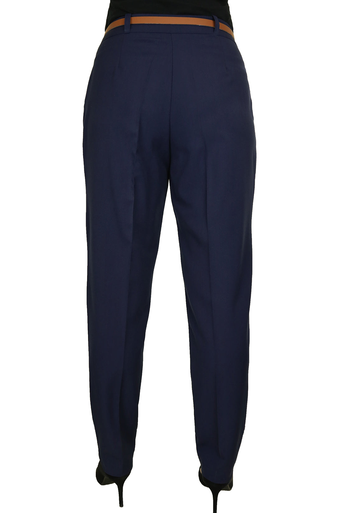 Ladies Smart Tapered Leg Trousers Navy Blue