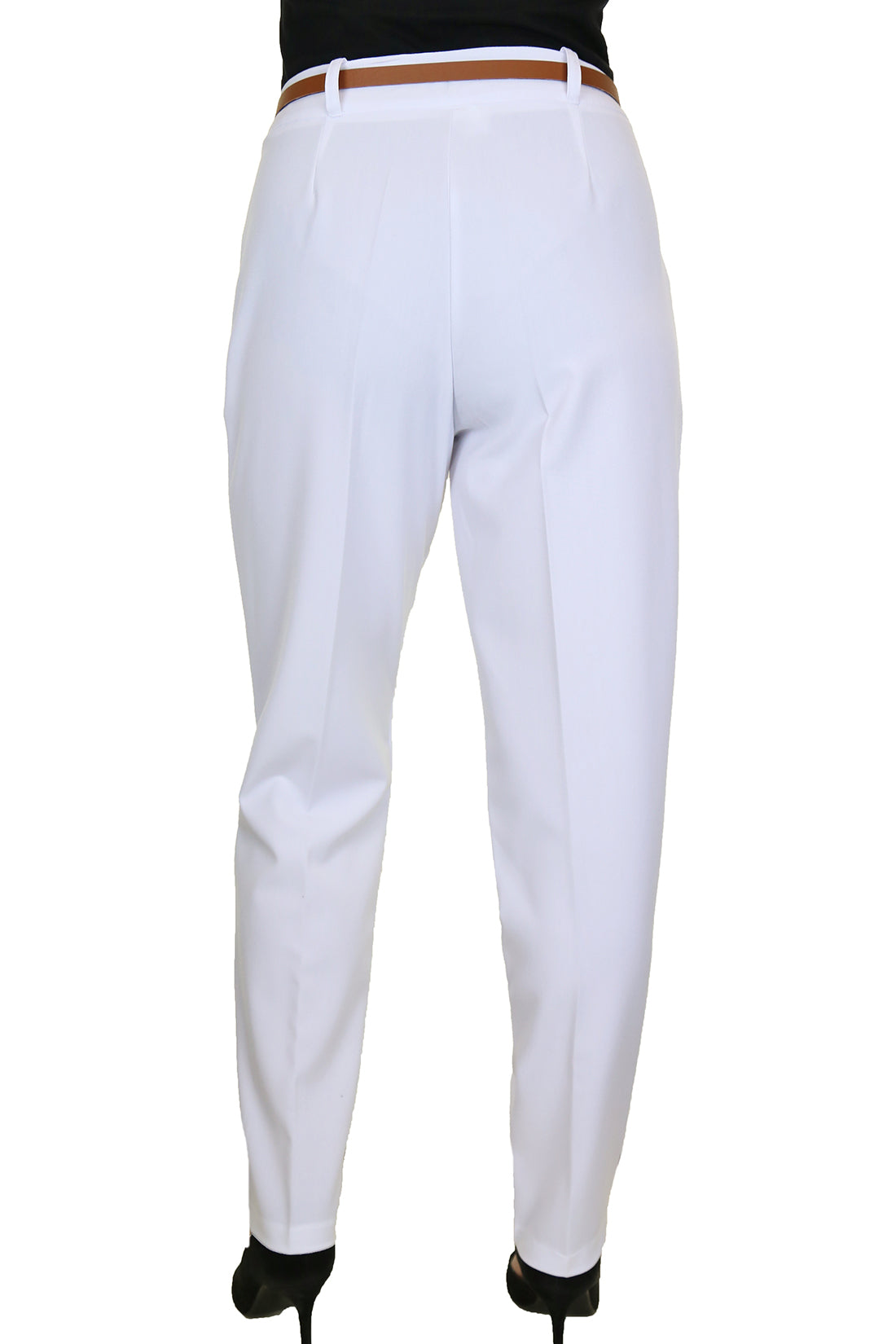Ladies Smart Tapered Leg Trousers White