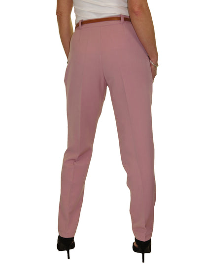 Ladies Smart Tapered Leg Trousers Powder Pink