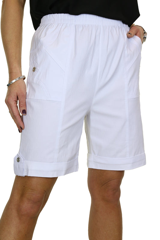 Elasticated Waist Stretch Shorts White