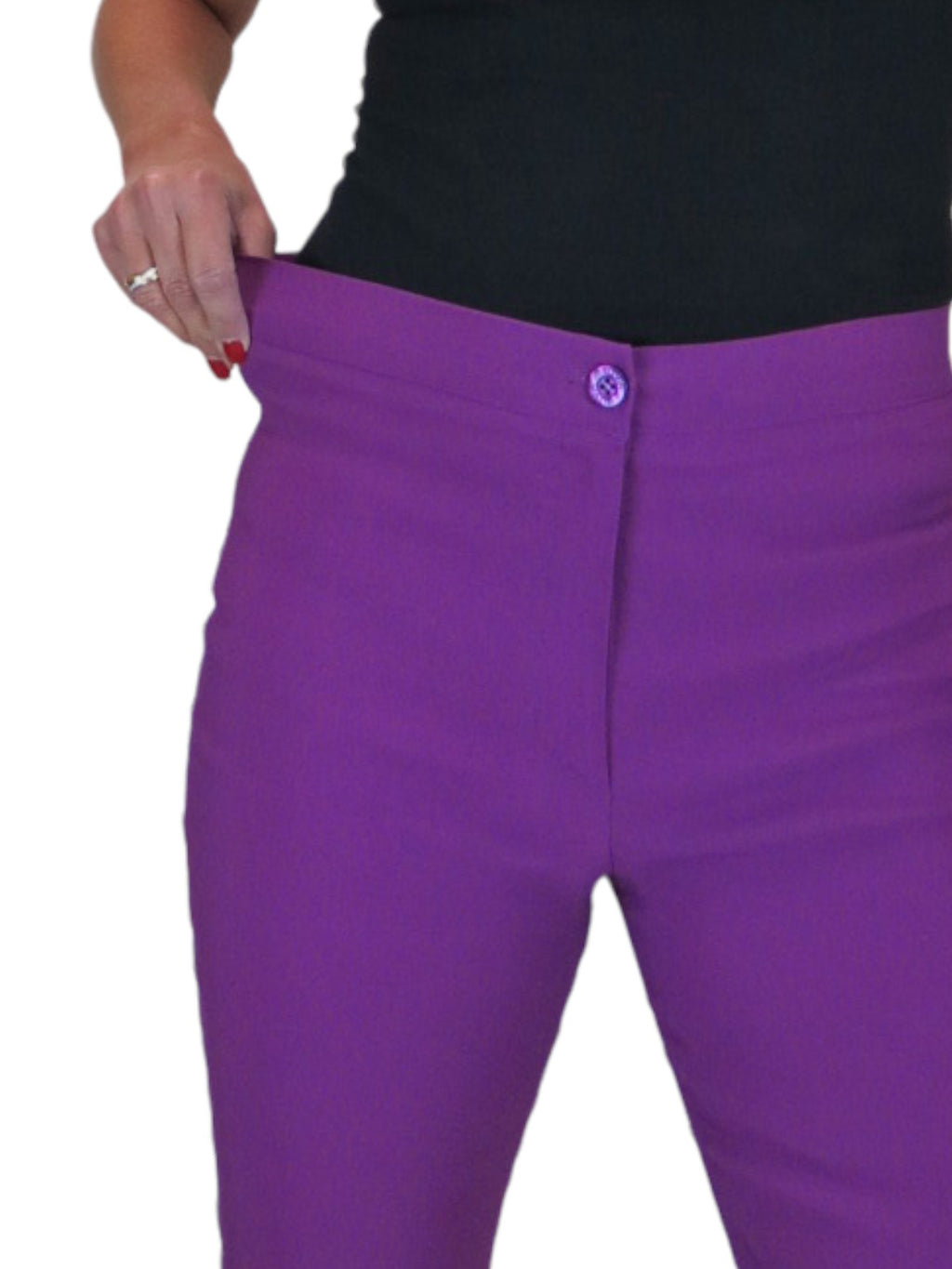 High Waisted Cropped Skinny Pedal Pushers Trousers Purple