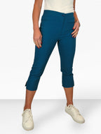 High Waisted Cropped Skinny Pedal Pushers Trousers Dark Teal