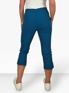 High Waisted Cropped Skinny Pedal Pushers Trousers Dark Teal