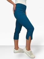 High Waisted Cropped Skinny Pedal Pushers Trousers Dark Teal