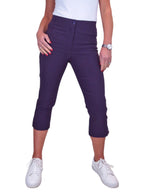 High Waisted Cropped Skinny Pedal Pushers Trousers Aubergine Purple