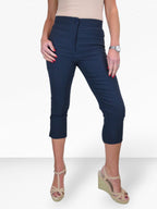 High Waisted Cropped Skinny Pedal Pushers Trousers Navy Blue