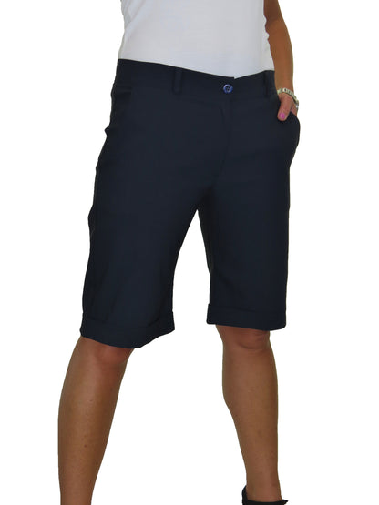 Ladies Above The Knee Stretch Shorts Navy Blue