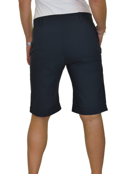 Ladies Above The Knee Stretch Shorts Navy Blue
