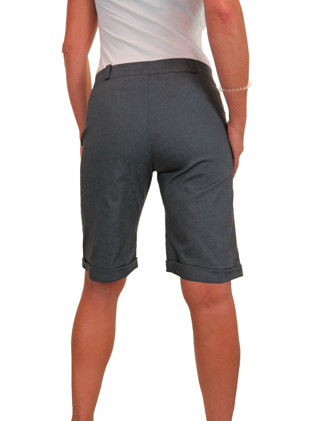 Ladies Above The Knee Stretch Shorts Grey