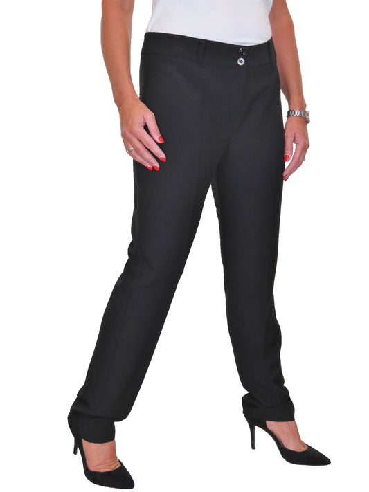 Ladies Smart Tailored Office Trousers Black