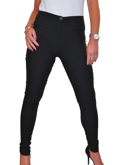 Ladies Skinny High Waist Trousers Black