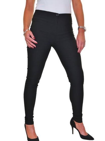 Ladies Skinny High Waist Trousers Black