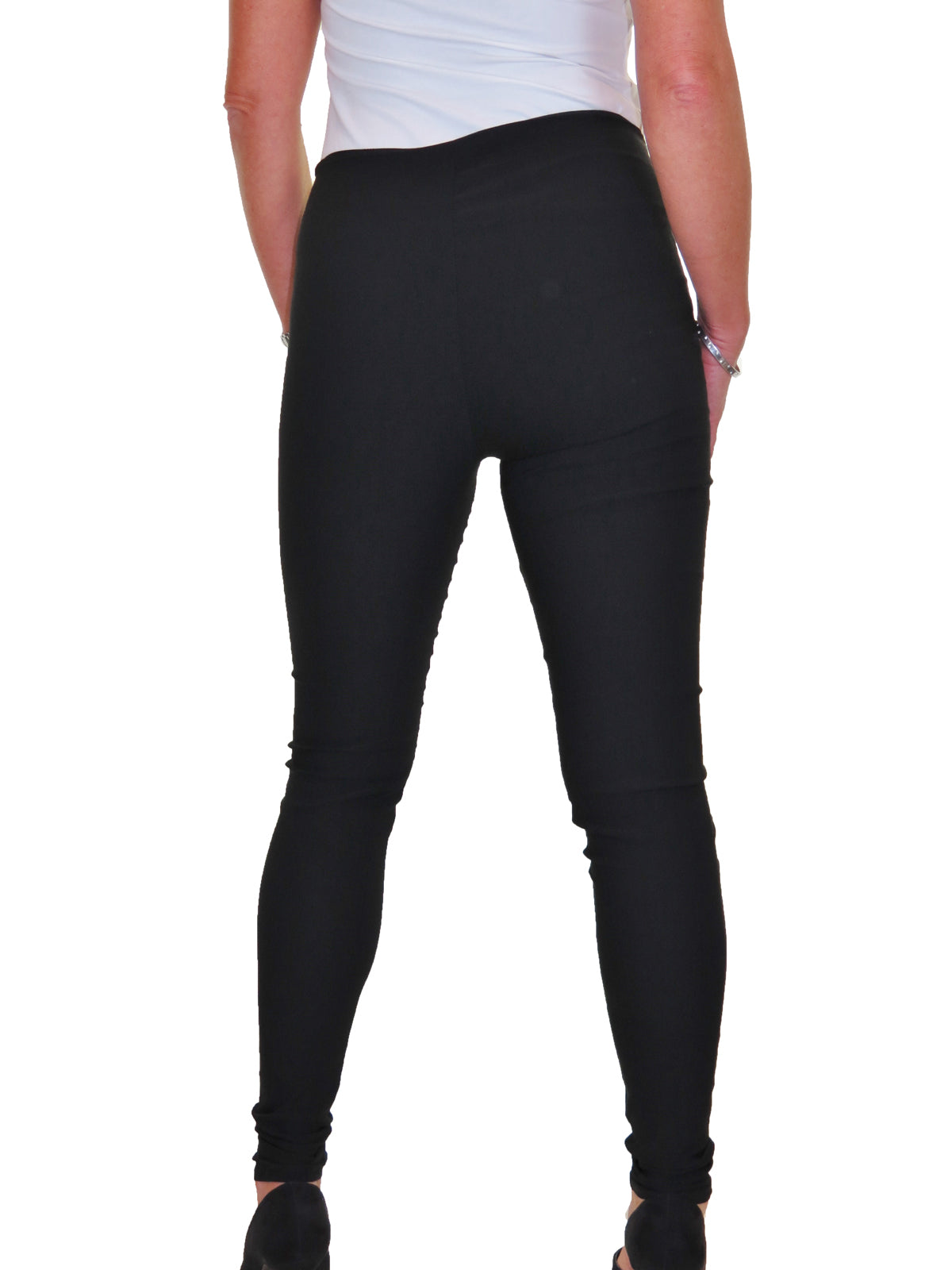 Ladies Skinny High Waist Trousers Black