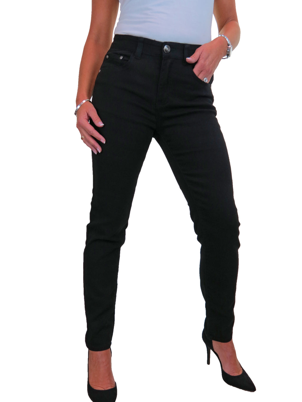 Womens High Waist Stretch Denim Jeans Black