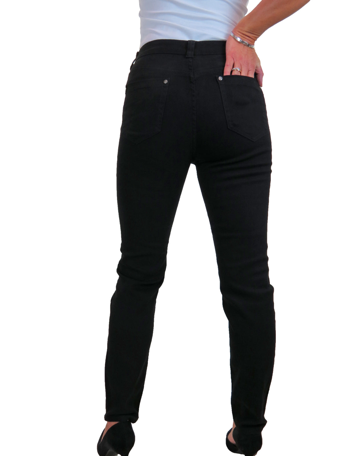 Womens High Waist Stretch Denim Jeans Black