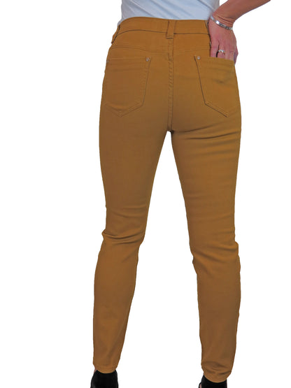 Womens High Waist Stretch Denim Jeans Mustard Yellow
