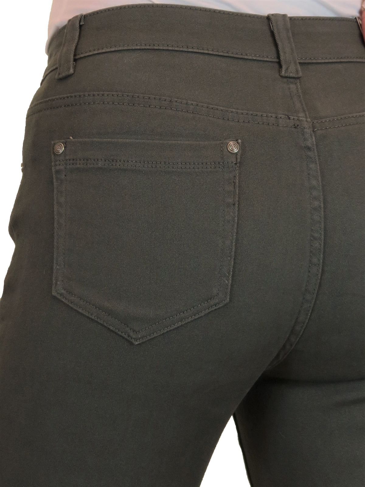 Womens High Waist Stretch Denim Jeans Khaki Green