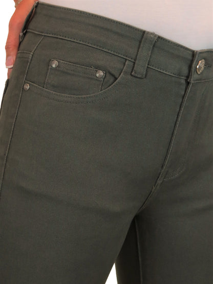 Womens High Waist Stretch Denim Jeans Khaki Green