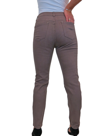 Womens High Waist Stretch Denim Jeans Taupe Brown